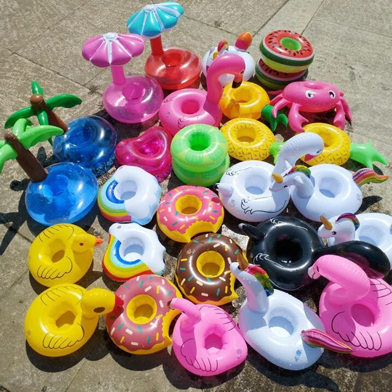 5 stücke Mini fanny Aufblasbaren Roten Flamingo, Rote lippen, ente, schwimm Trinken Tasse Halter Schwimmen Pool Bade Strand Party Spielzeug