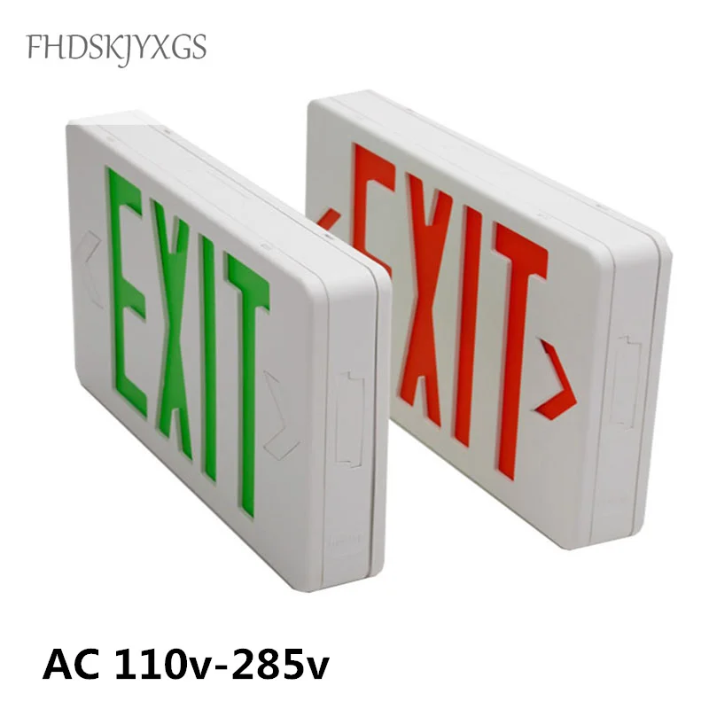 LED Exit Sign Ac110v/220V สีแดงสีเขียวทางออกฉุกเฉินไฟเพื่อความปลอดภัยคำเตือนโคมไฟสำหรับหลอดไฟโรงแรม mall School