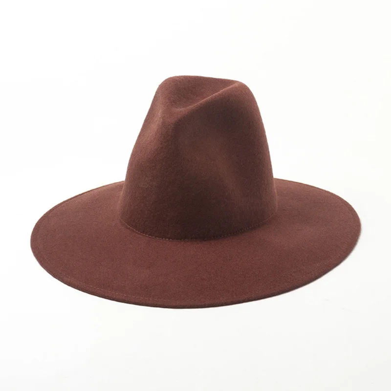 New Fashion High Top Wide Brim Church Wedding Fedora Hat Women Hat Men Crushable Felt Outback Hat 100% Wool Hats Winter Jazz Hat