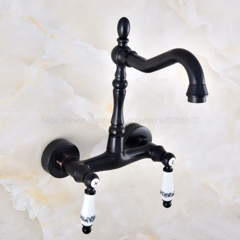 

Swivel 360 Bathroom Bathtub Faucet Torneira Wall Mount Oil Rubbed Black Bronze Basin Sink Faucet Mixer Tap znf826