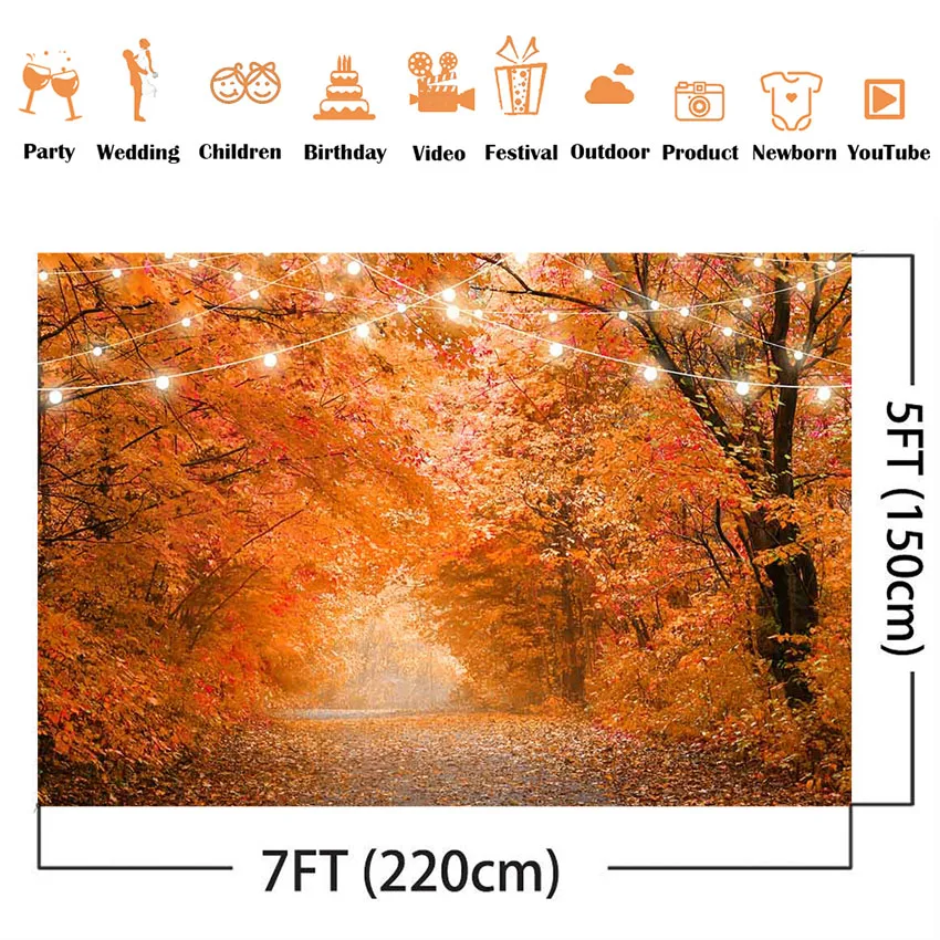 Fondo de bosque otoñal para fotografía, fondo fotográfico con purpurina, luz de otoño, Hojas de arce, Fondo de Acción de Gracias