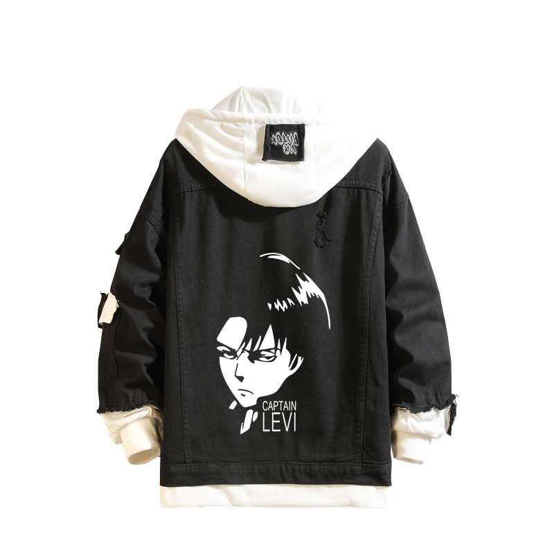 2021 Hoodie Attack on Titan Denim Jacket Scout Regiment Mikasa Ackerman Rival Cosplay Jeans Coats Eren Jager Hooded Jackets