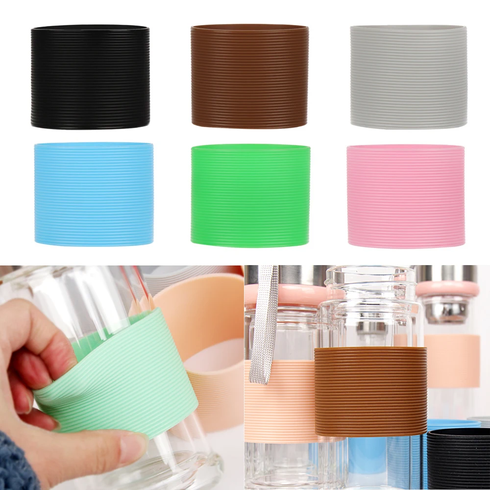 Round Table Mats Non-Slip Water Cup Coasters Bottle Sleeves Insulation Cup Cover Silicone Cup Sleeve