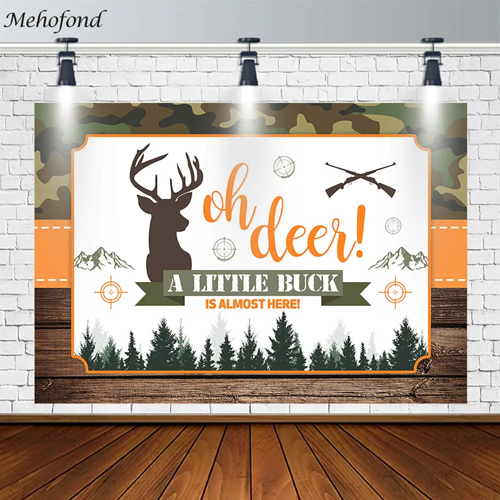 Mehofond Newborn Baby Shower Baby Backdrop Deer Gun Decor White Photography Background Props Photo Studio Photozone Banner