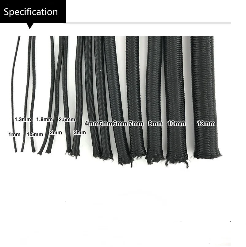 2 metri nero bianco fascia elastica rotonda di alta qualità 1mm-10mm corda elastica rotonda elastico linea elastica accessori per cucire fai da te