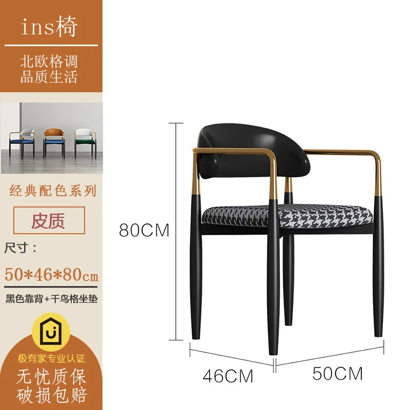 Nordic Light Luxury Dining Chair Creative Iron Leisure  Home Back  Desk  Makeup  chairs for bedroom