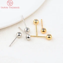 (344) 10PCS 4x15MM 24K Gold Color Brass with Rubber Stud Earrings Pins High Quality Diy Jewelry Findings Accessories