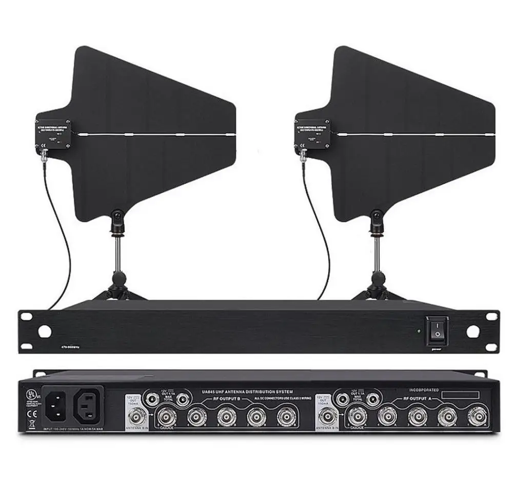 Bolymic Antenea Amplifier System 470-952MHz Antenna Distributor For Shure PGX SLX Microphone Mic Mikrofon