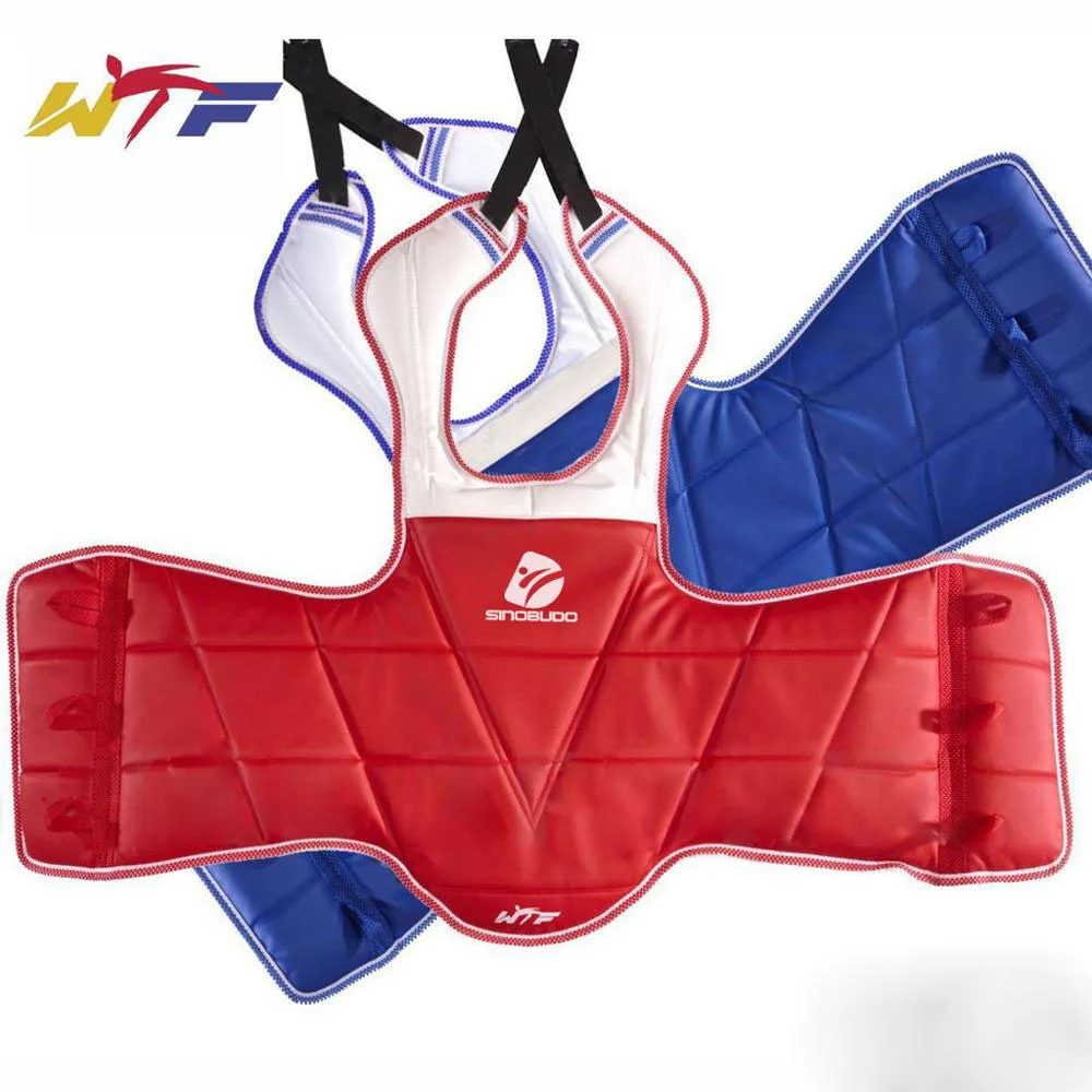 WTF-Protector de pecho Reversible para Taekwondo, equipo de protección de Karate, SINOBUDO, Protector corporal, equipo de combate para adultos y niños