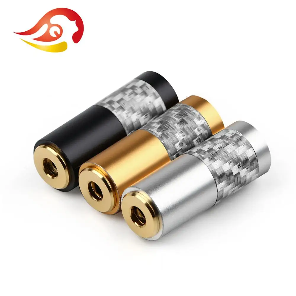 QYFANG 3.5mm Gold Plated Earphone Female Audio Jack 3 Contact Metal Adapter Carbon Fiber Shell Wire Connector For HiFi Headphone