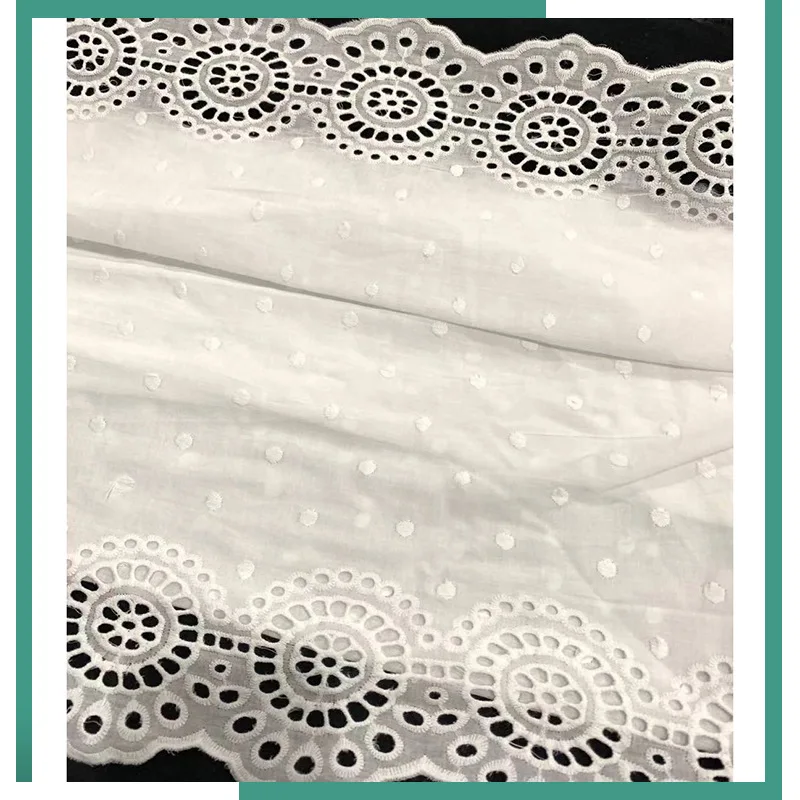 White Floral Hollow Lace Cloth Spot Embroidered Women\'s Summer Cotton Cloth Hollow Lace Fabric