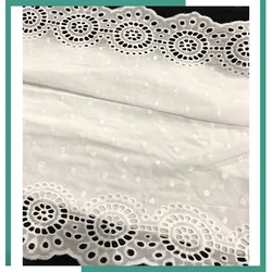 White Floral Hollow Lace Cloth Spot Embroidered Women's Summer Cotton Cloth Hollow Lace Fabric