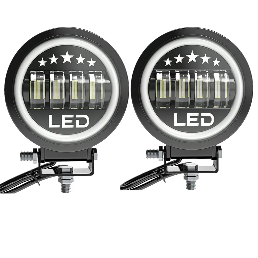 

Автомобильные аксессуары 4,5 дюйма круглые светодиодные рабочие фары 40 Вт DRL ангельские глазки белый ореол фара для мотоцикла 4x4 внедорожный джип автомобиль