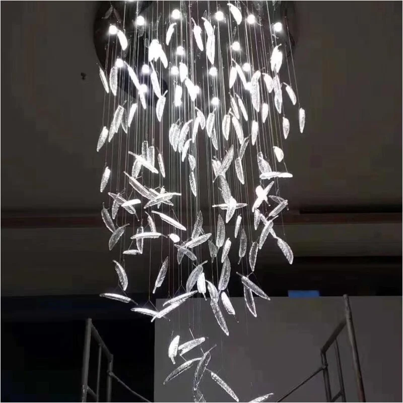 Custom crystal chandelier negotiation area conference room hotel lobby reception art glass air decorative feather light