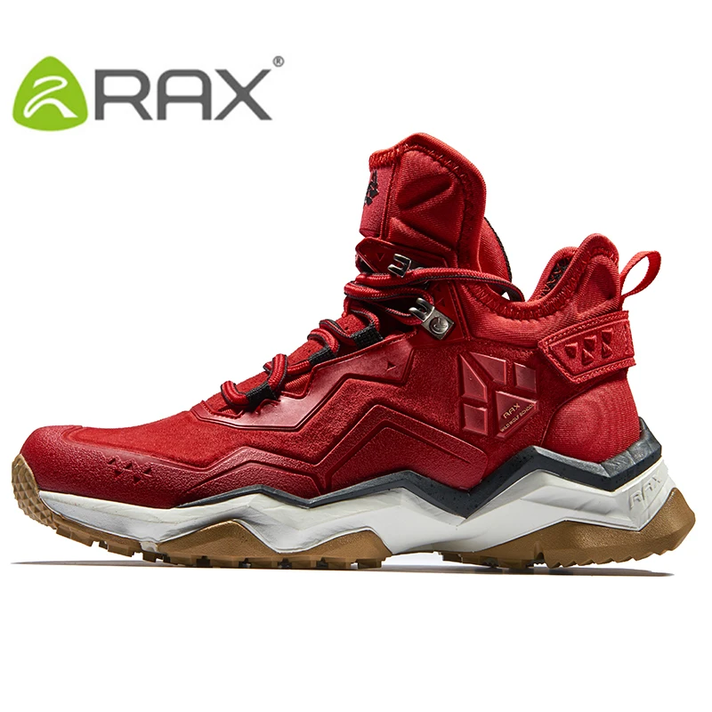 

RAX Men's Waterproof Hiking Anti-slip Trekking Multi-terrian Mountaineer Shoes for Winter Breathable Warming of Genuine Leather