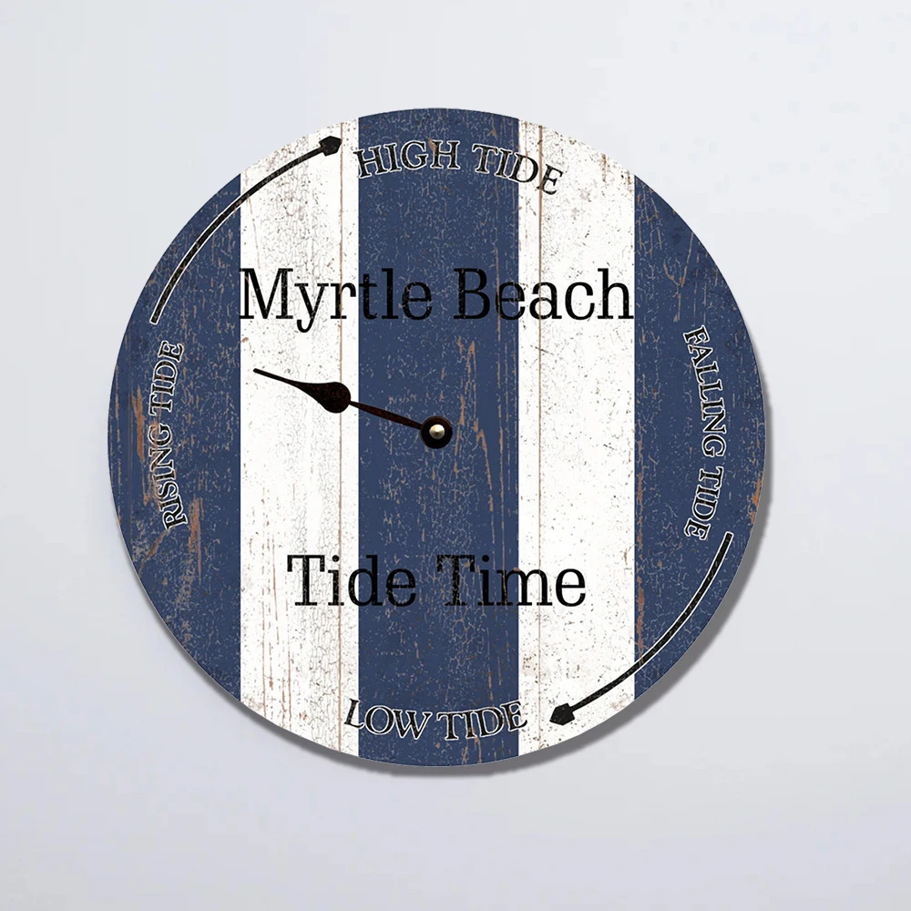 

Personalized Beach Clock Decorations for Living Room Blue and White Clock Home Decor American Style Wall Clock Modern Design