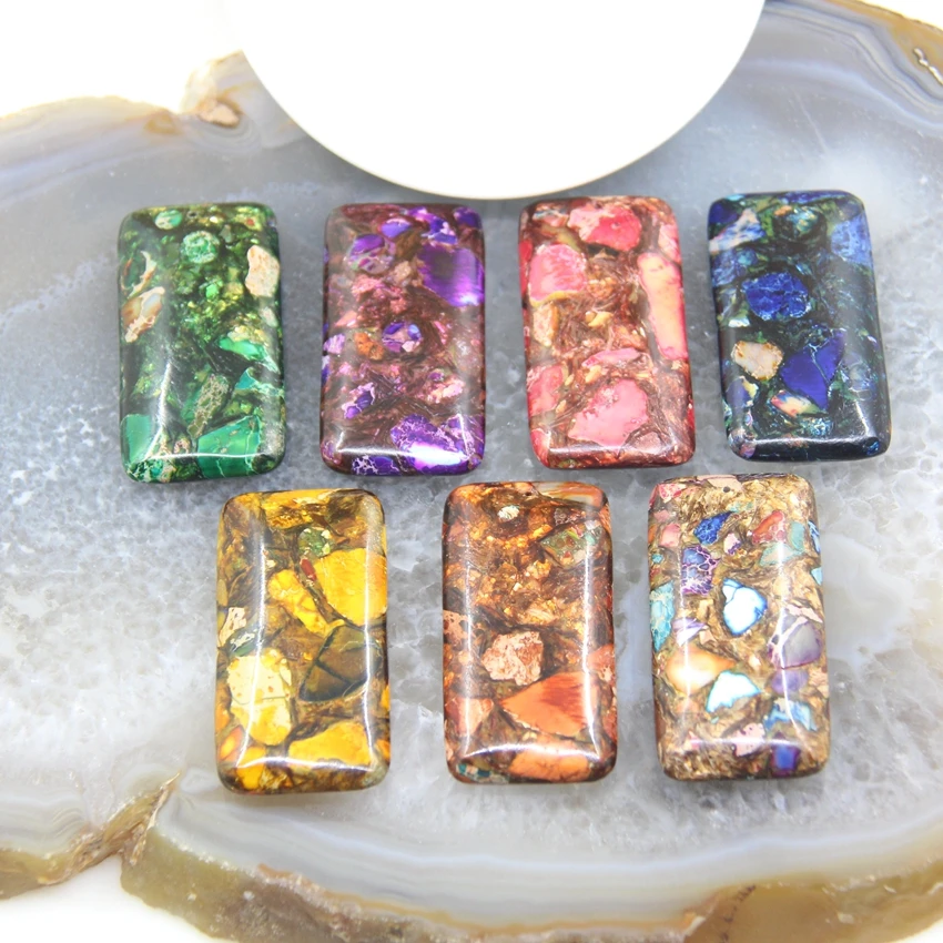 

5pcs,Top Drilled Rectangle Imperial Jaspers Slab Pendants,7Color Choice Sea Sediment Slice Nugget Charms Necklace Jewelry Making