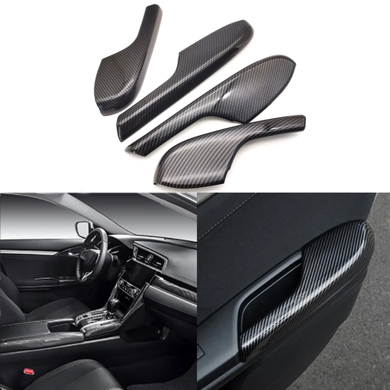 

Carbon Fiber Look Interior Door Armrest Panel Trim Cover For Honda Civic 2016-2020