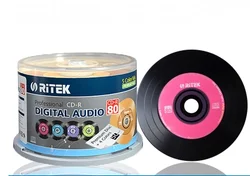 Ritek Đen CD-R Trống Đĩa Ghi 700MB 80MIN 52X 50 CD Đĩa Trống Có Thể In