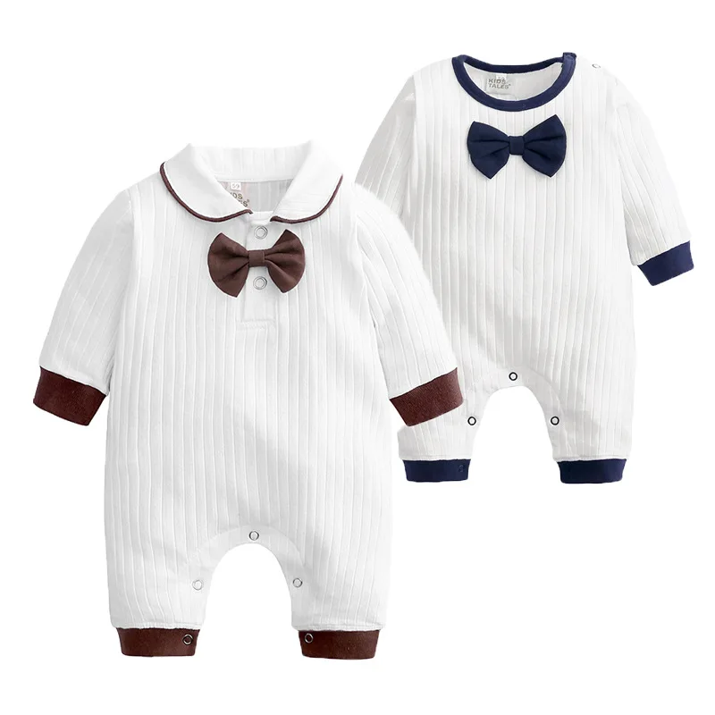 

Newborn Spring Rompers Cotton Infant Costumes White Baby Boys Clothes Children's Long Sleeve One Piece