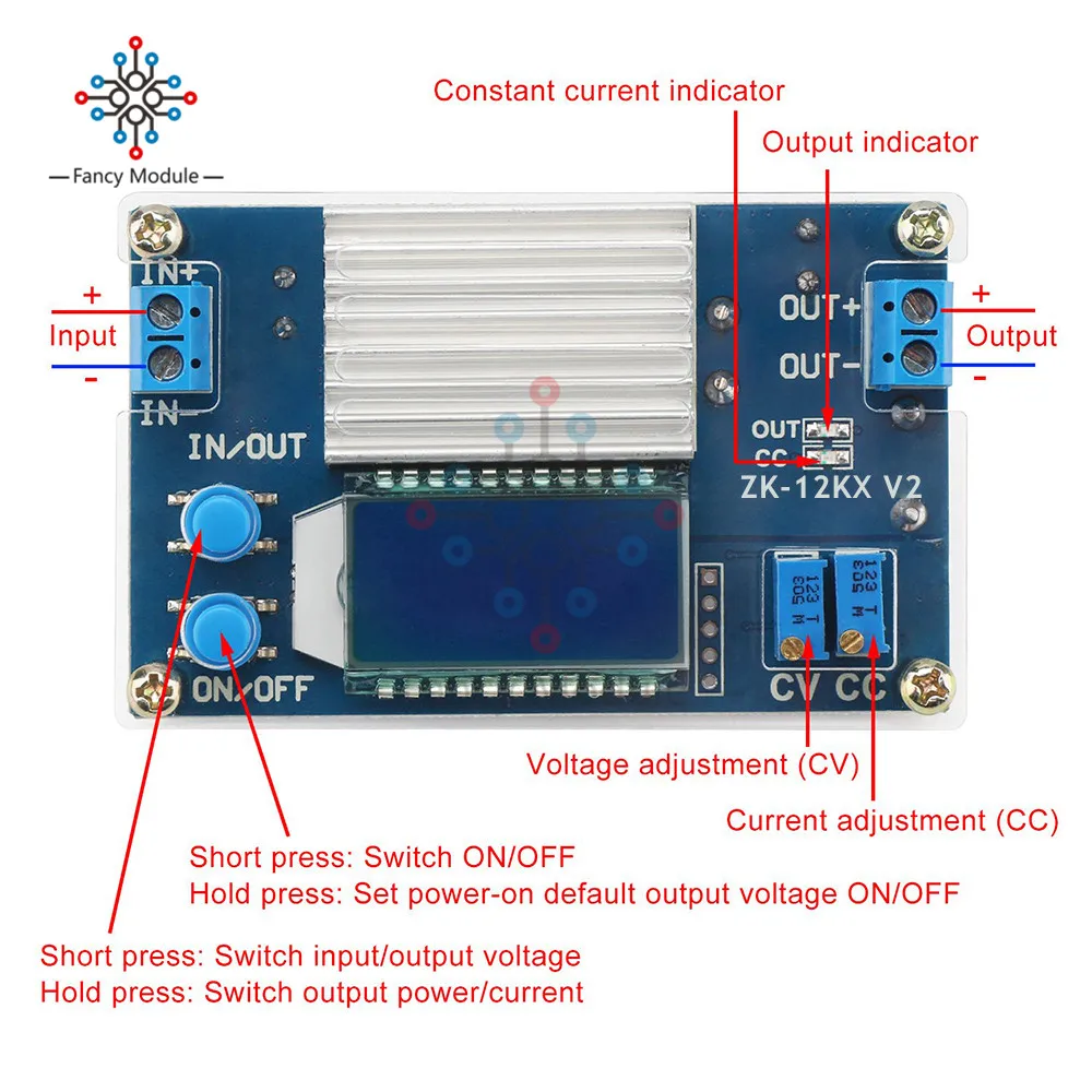 CC CV Buck Converter DC-DC 5.3V-32V to 1.2V-32V 12A 160W Step Down Power Supply Module Voltage Regulator LCD Transformer /w Case