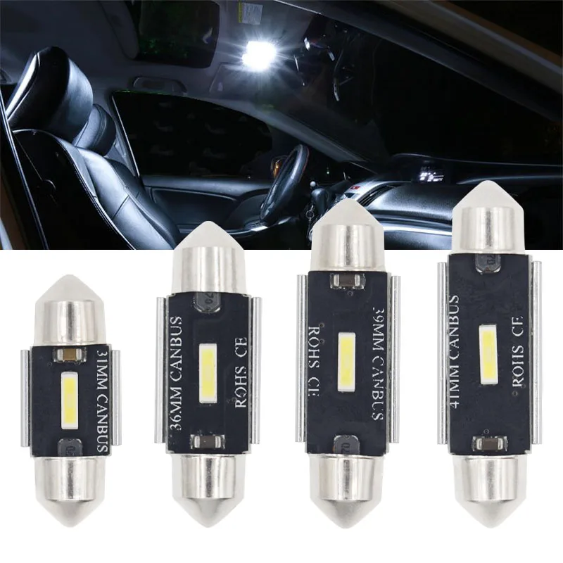 

1pc Car CANBUS C5W Led Festoon 31mm 36mm 39mm 41mm 1860 1LED CSP License Plate Light Dome Light Interior Light White Car Styling