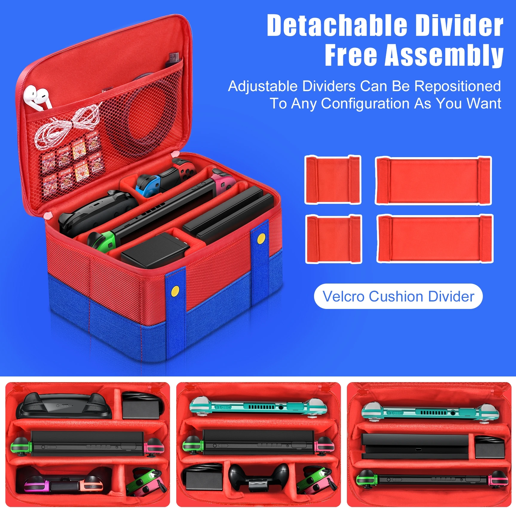 Большая Дорожная сумка-чехол для хранения контроллера Nintendo Switch, защитная сумка с ручкой для аксессуаров