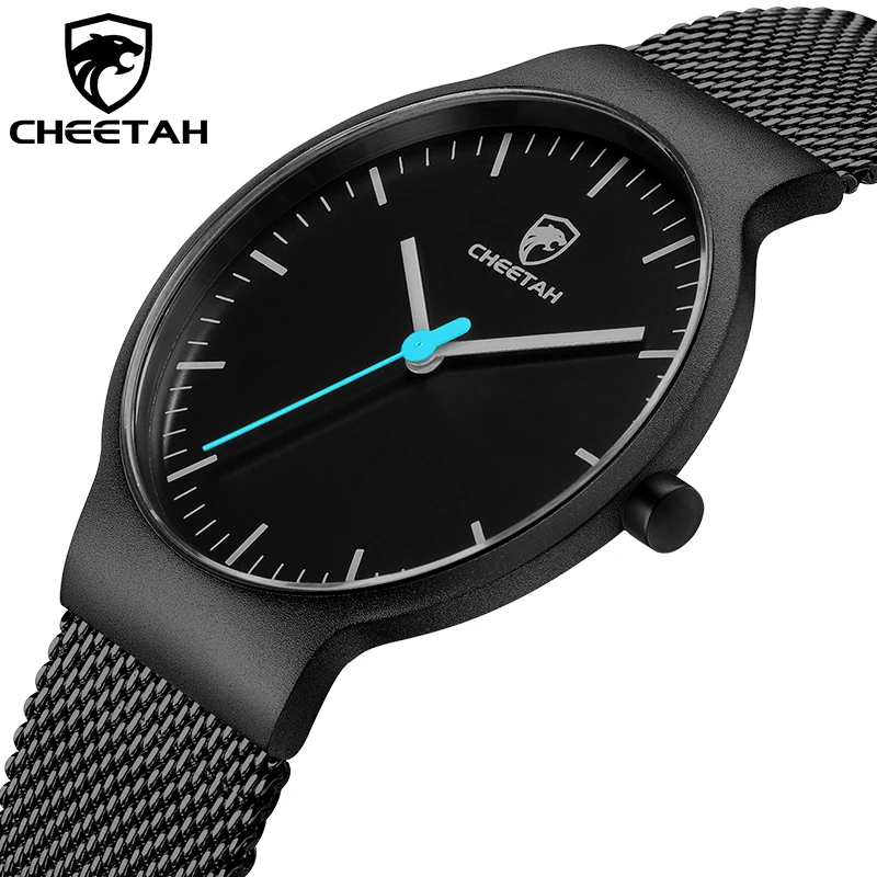 Top Brand CHEETAH Men Watch Fashion Luxury Black Stainless Steel Watches Men\'s Simple Business Wristwatch Relogio Masculino