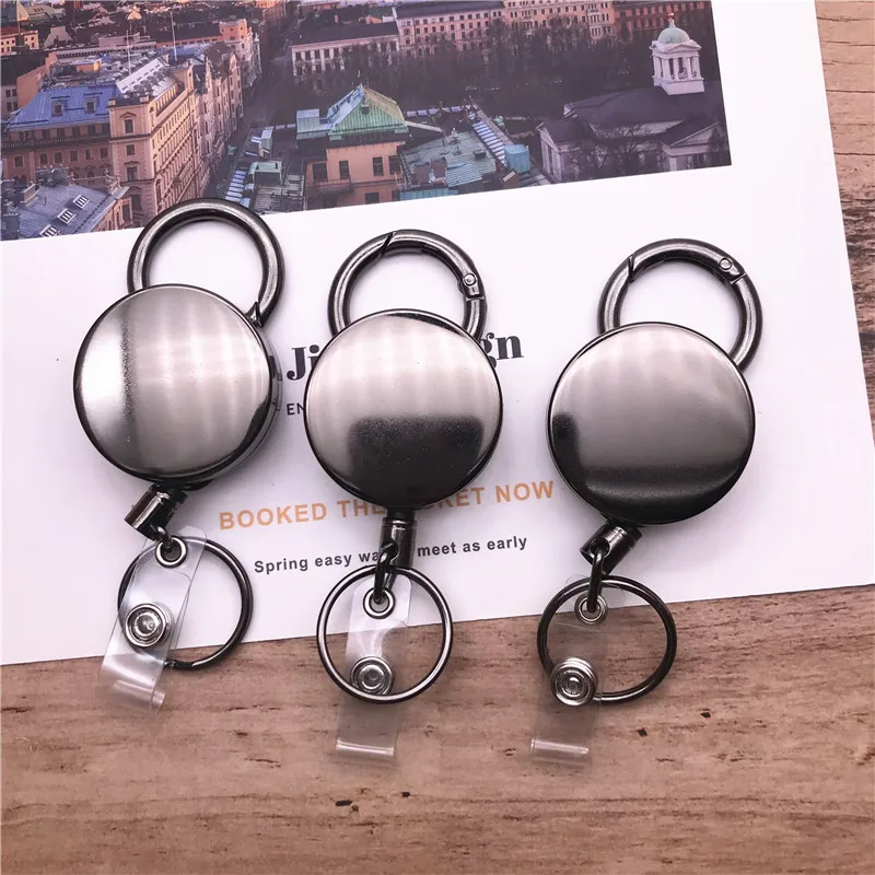 New Retractable Pull Key Ring ID Badge Lanyard Name Tag Card Holder Wire Rope Camping Telescopic Burglar Chain Key Ring