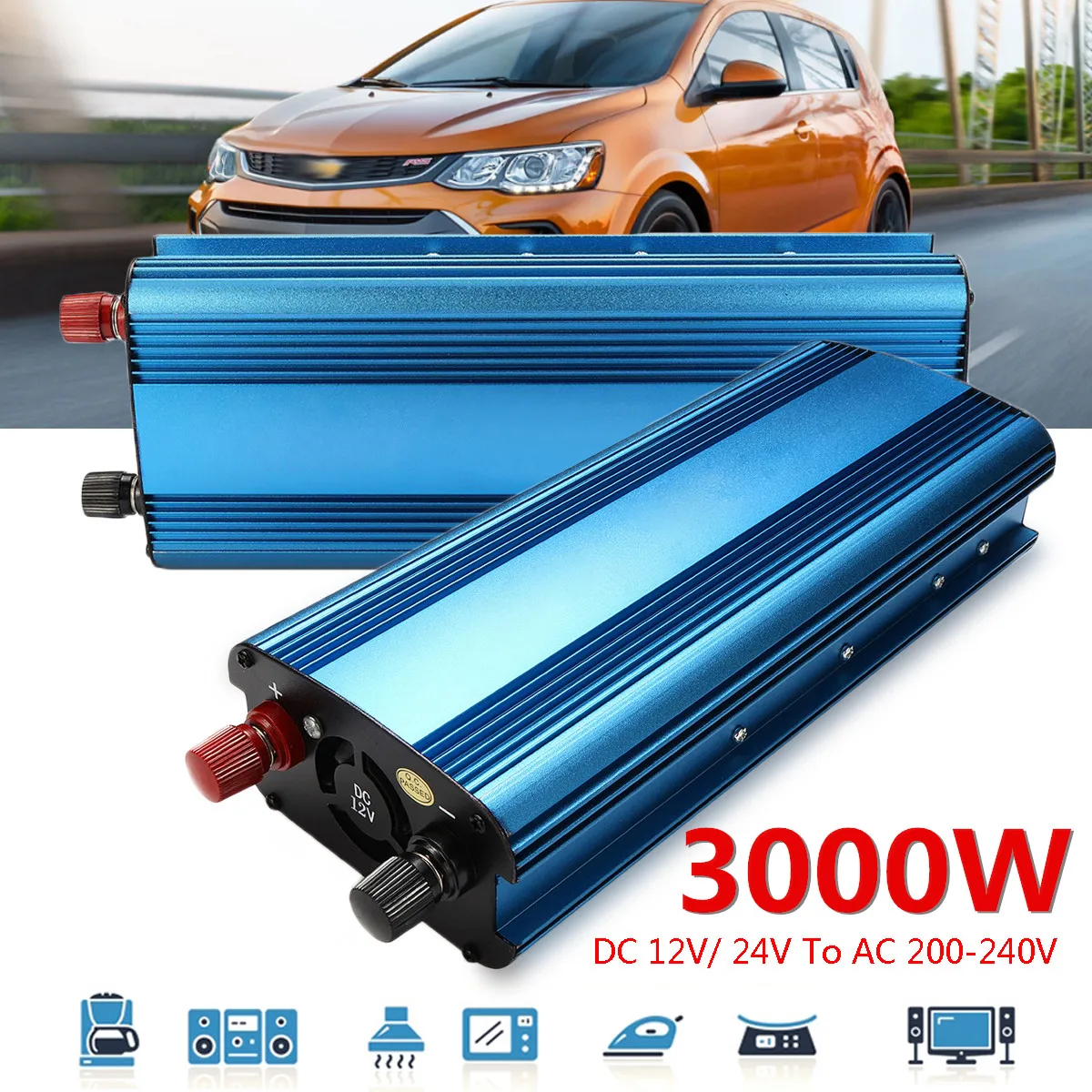 3000W Auto Solar Power Inverter DC 12/ 24V zu AC 220V Sinus Welle USB