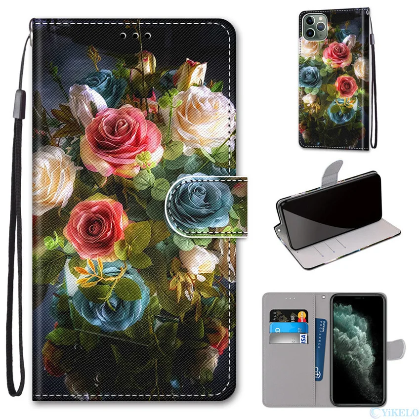 Flip Leather Case For Honor 6A 7A 7C 7X 8A 8X 9 10 Lite Wallet Card Stand Book Cover Flower Wolf Unicorns Lion Painted Coque