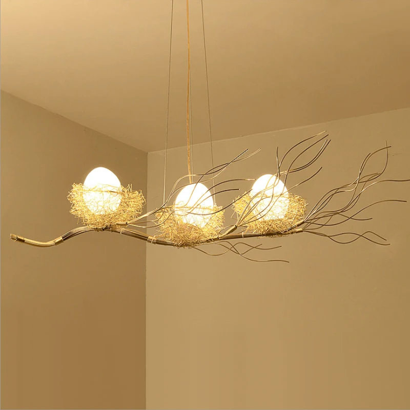 Nordic Creativity Bird's Nest Tree Branch Led Pendant Lights Lustre Dining Room Cafe Bar Restaurant Decor Hanging Light Fixture