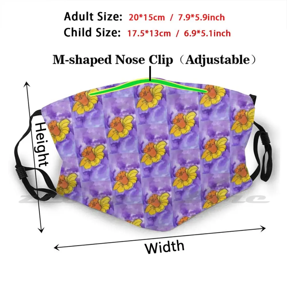 Daffy Mask DIY Washable Filter Pm2.5 Mouth Trending Nature Daffodil Love Yellow Happy