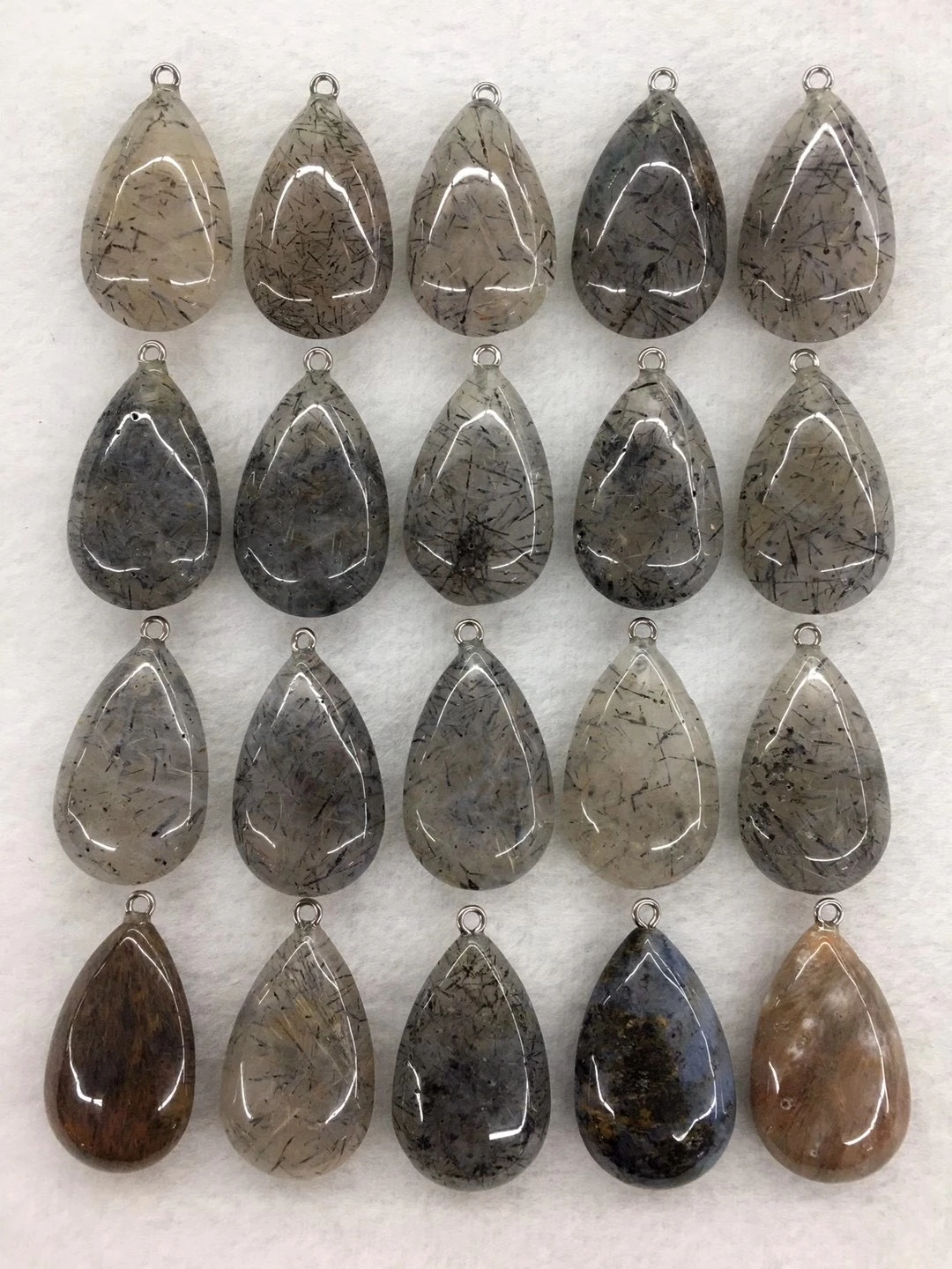 Wholesale 10pcs/Pack Multi Dendritic Quartz,Rutilated Quartz Bead Pendant,Pear Shape Gem Stone Jewelry Necklace DIY 32mm