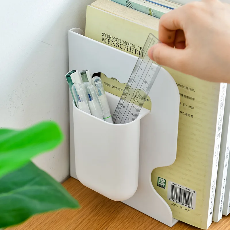 Suporte de livro retrátil com caneta, criativo, estudante, prateleira dobrável, armazenamento, organizador de mesa, acessórios de escritório