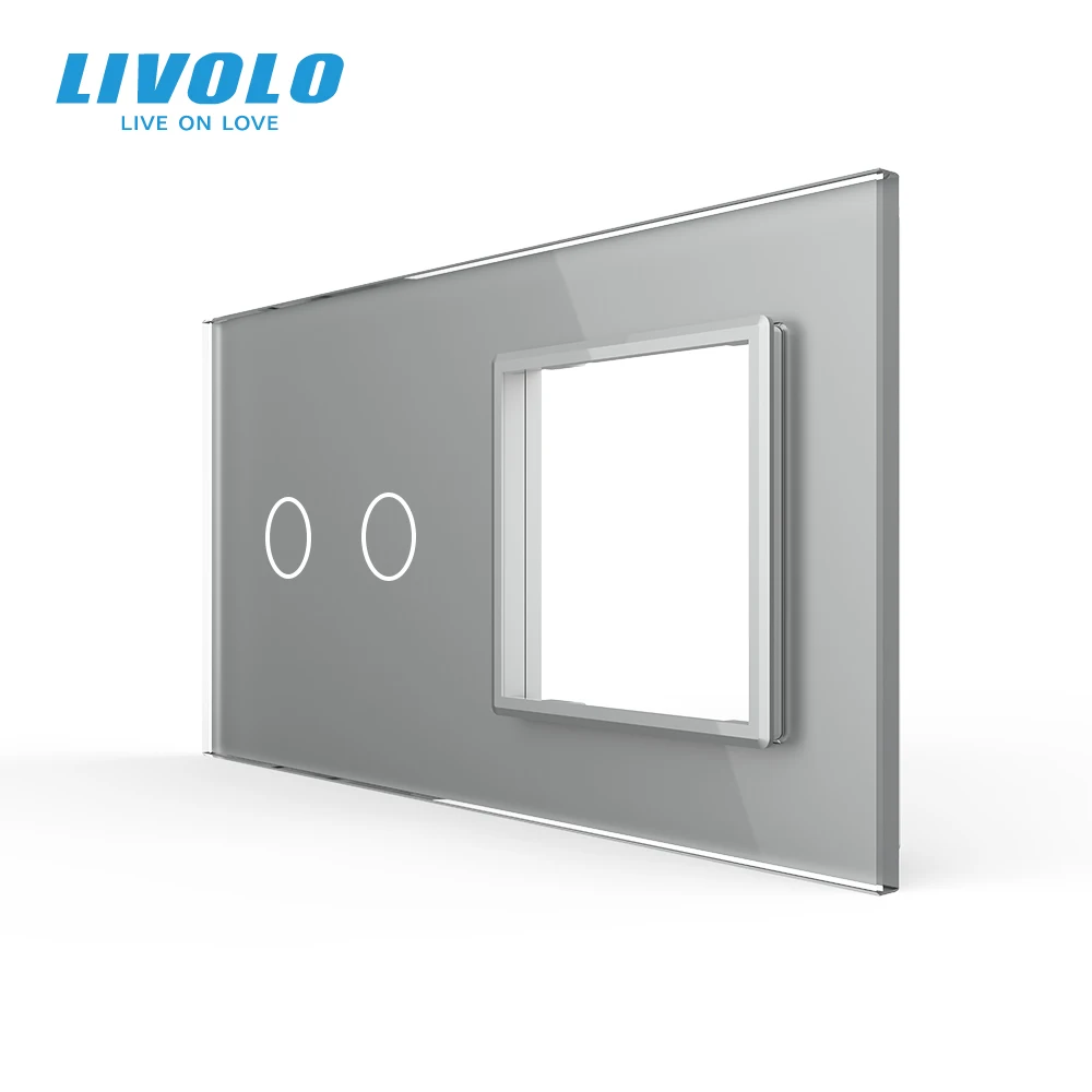 New Livolo EU standard, Luxury White Pearl Crystal Glass, 151mm*80mm, 2Gang &1 Frame Glass Panel, VL-C7-C2/SR-11 for Switch DIY