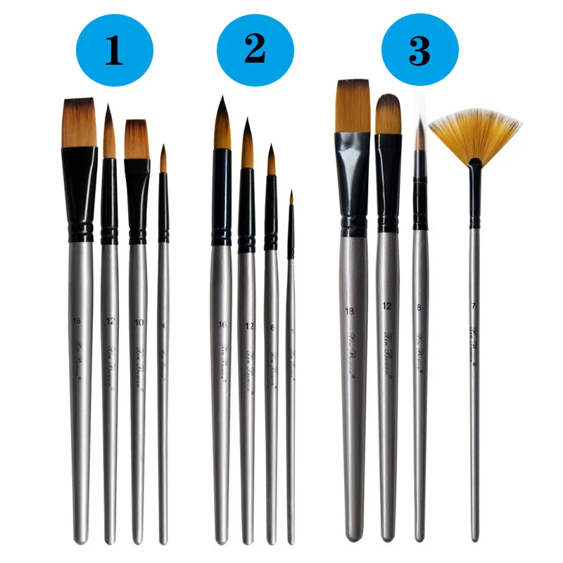 4Pcs/Set Nylon Brush Pen Black Acrylic And Oil Brushes Art Supplies Pinceles For Drawing Multiple Collocations Painting Supplies