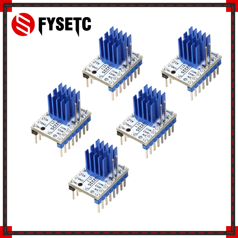 

6 шт., драйвер для шагового двигателя TMC S2225 V1.1 Repalce TMC2208 TMC2209 S2209 UART Stepsticks, бесшумный драйвер, 256 микрошагов, ток 2А, пик