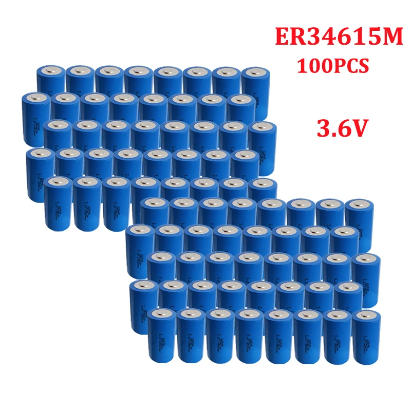 

100PCS ER34615M 34615M 34615 3.6V lithium battery D Size Unrechargeable Lithium Batteries ER34615 14500mAh High magnification