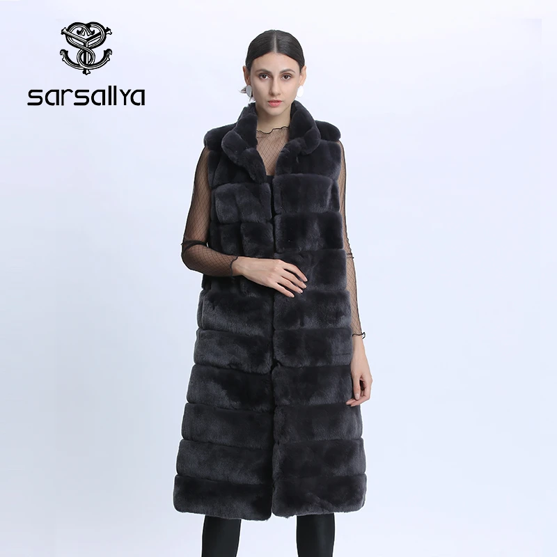 Real Rabbit Fur Vest Long Winter Real Fur Vest Ladies Sleeveless Coat Women Natural Fur Vest Warm Thick Outwear New Arrival 2020