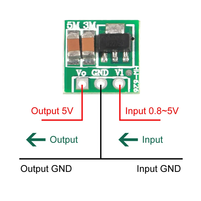 Scheda 0.9 V 1.5V 1.8V 3V 2.5V 3.3V 3.7V 4.2V V a 5V V del convertitore di spinta di tensione del modulo di potere di Step-Up di 10 pz/lotto-5V a 5V