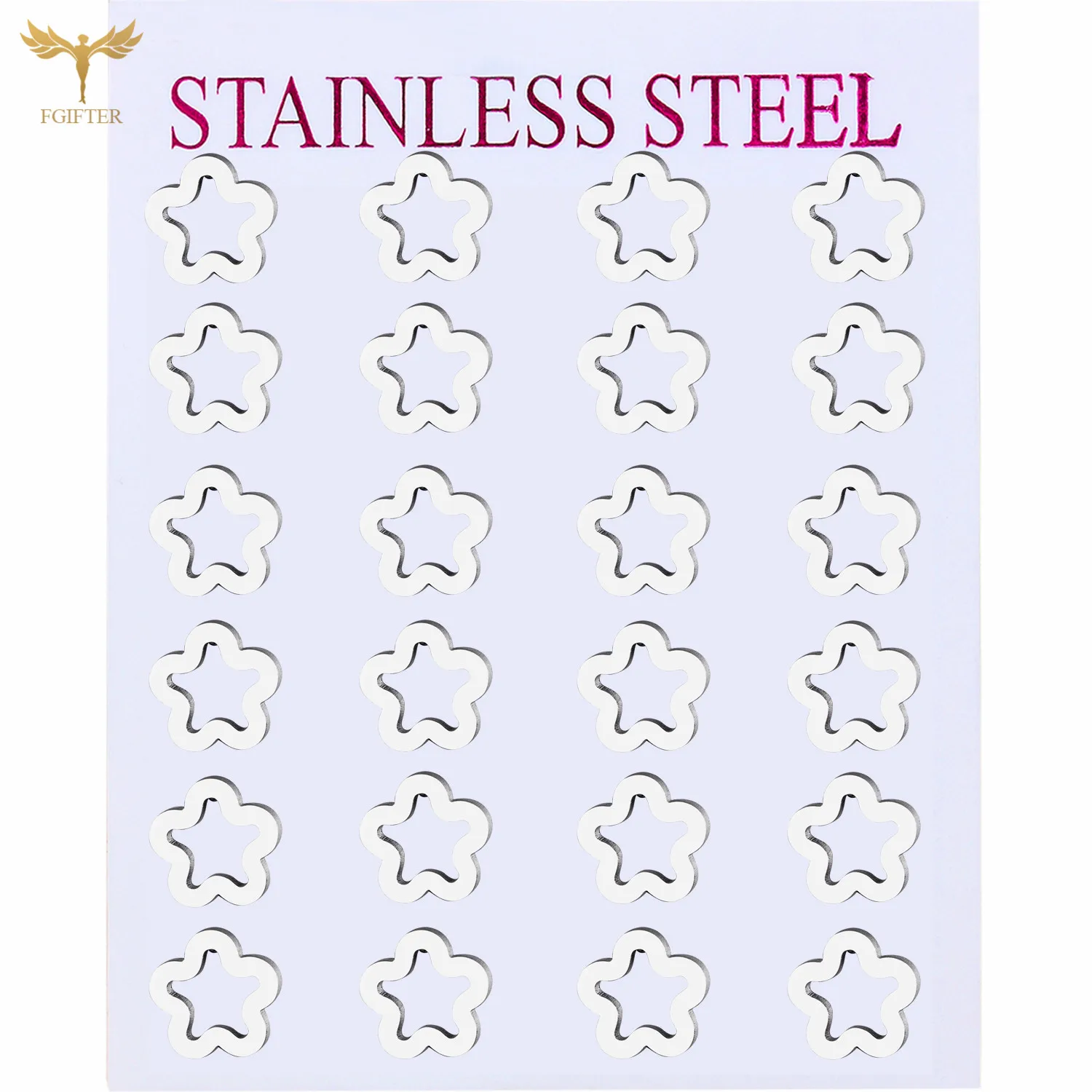 12 Pairs Silver Color Flower Earring for Women Stud Earrings Korean Fashion Jewelry Wholesale Stain less Steel Accessories Gifts