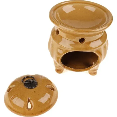 Attach Retro Design Cover Ceramic Censer Brown