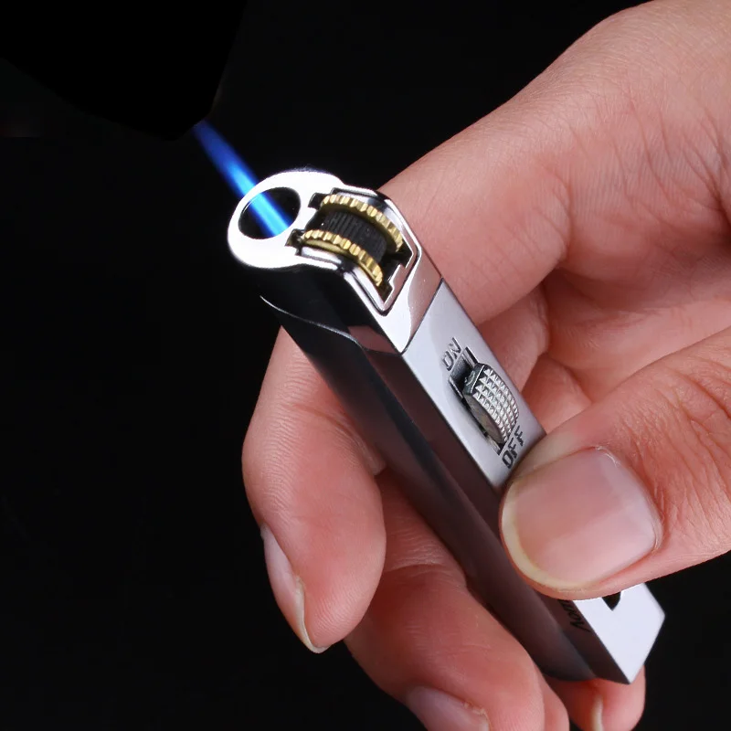 Jet Torch Lighter with Safe Lock Grinding Wheel Refillable Butane Gas Lighters for Cigar Cigarette Kitchen