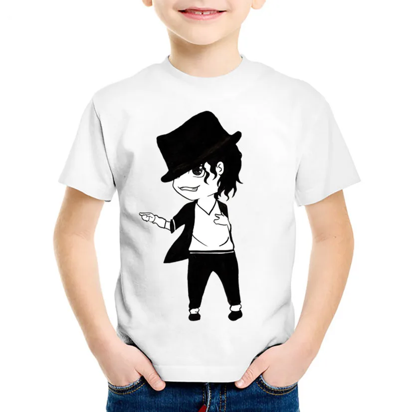 Children Cartoon Michael Jackson Funny T shirt Kids Rock N Roll Summer Tops Baby Boys/Girls Casual Clothes,oHKP5144