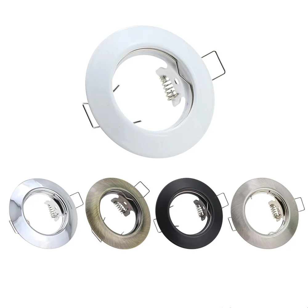 Nickel Chrome White Black Round Recessed LED Ceiling Light Adjustable Frame MR16 GU10 Bulb Fixture Downlight Holder