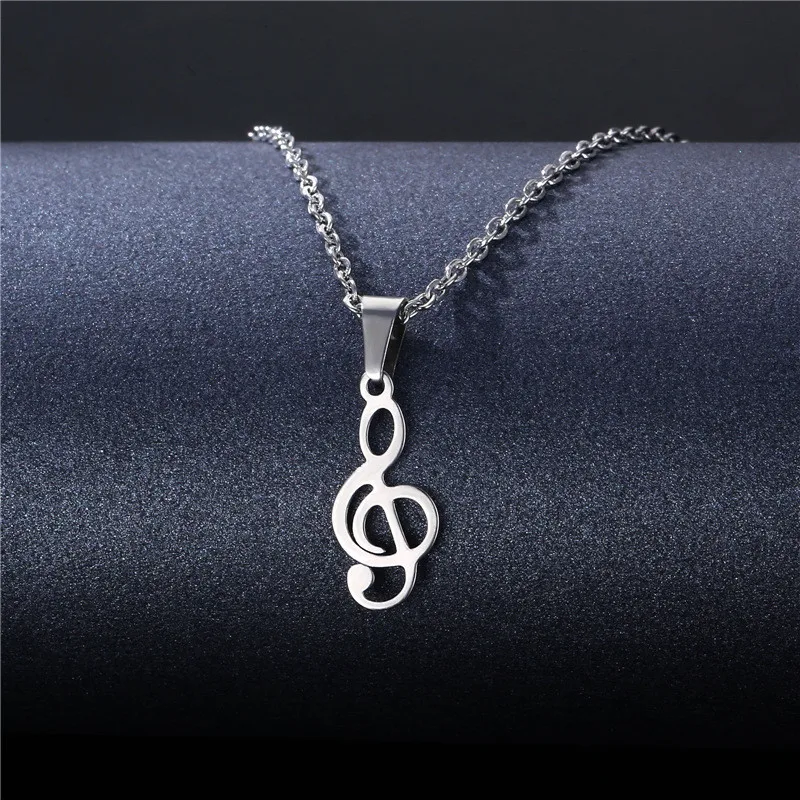 European And American Popular Creative Music Symbol Stainless Steel Pendant Necklace Female Trend Accessories