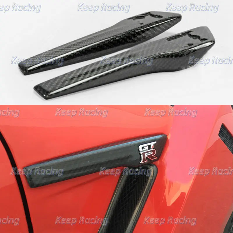 OEM Style Carbon Fiber Front Fender Logo Emblem Replacement For Nissan R35 GTR 2017 MY17 Glossy Finish GT-R Garnish Part Bodykit