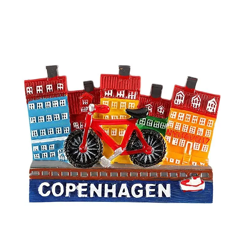 3D Fridge Magnets Resin Souvenir Denmark Copenhagen Mermaid USA SEOUL ITALY UK JAPAN GERMANY Refrigerator Magnet Sticker