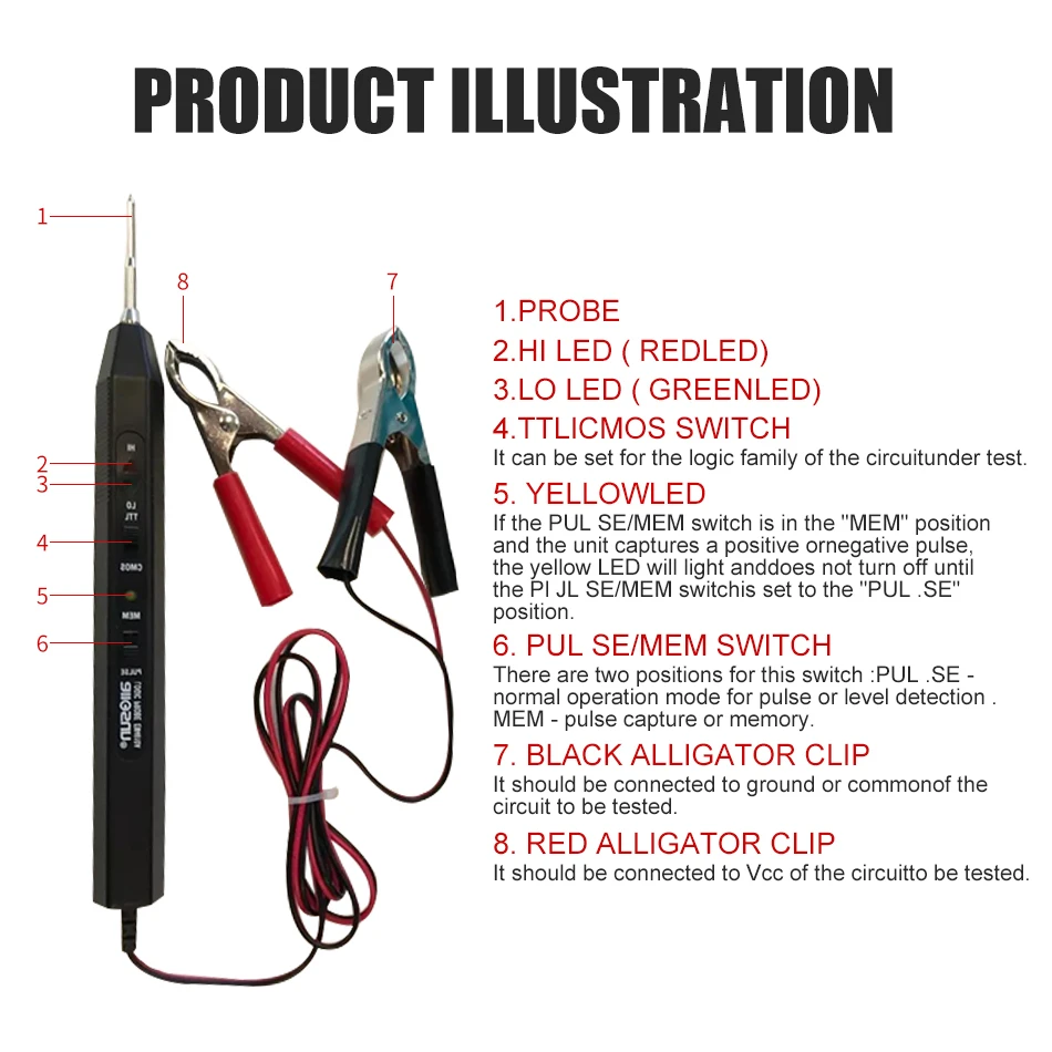 EM4610A Vehicle Diagnostic Logic Probe Automotive Malfunction Electrical Detector Car Trouble Shooting Repair Tools